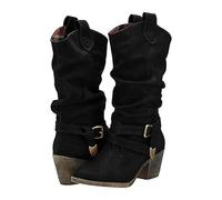 SUPTTING Botas piratas para mujer, auténticas, robustas, con sobre, hebillas, botas de disfraces, aventuras, históricas, aspecto desgastado, tacón de bloque, botas medievales para fiestas temáticas