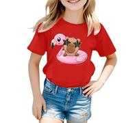 SUPTTING Camiseta de manga corta para niña, camiseta de manga corta y cuello redondo Kawaii, meme de Internet con estampado de capibara, camiseta de verano, corte regular para excursiones escolares