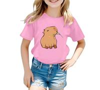 SUPTTING Camiseta de manga corta para niña, diseño de dibujos animados, divertida, suave, gráfico, manga corta, cuello redondo, diseño de animales para el día a día, visita al zoológico