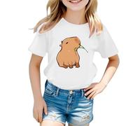 SUPTTING Camiseta de manga corta para niña, diseño de dibujos animados, divertida, suave, gráfico, manga corta, cuello redondo, diseño de animales para el día a día, visita al zoológico