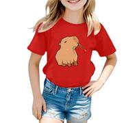 SUPTTING Camiseta de manga corta para niña, diseño de dibujos animados, divertida, suave, gráfico, manga corta, cuello redondo, diseño de animales para el día a día, visita al zoológico