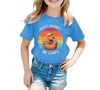 SUPTTING Camiseta gráfica para niña, cuello redondo, manga corta, retro, transpirable, divertida, camiseta divertida, camiseta de verano, corte regular para excursiones escolares, zoo, fiesta de