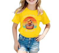 SUPTTING Camiseta gráfica para niña, cuello redondo, manga corta, retro, transpirable, divertida, camiseta divertida, camiseta de verano, corte regular para excursiones escolares, zoo, fiesta de