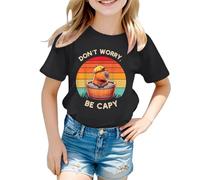 SUPTTING Camiseta gráfica para niña, cuello redondo, manga corta, retro, transpirable, divertida, camiseta divertida, camiseta de verano, corte regular para excursiones escolares, zoo, fiesta de