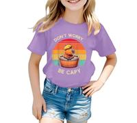 SUPTTING Camiseta gráfica para niña, cuello redondo, manga corta, retro, transpirable, divertida, camiseta divertida, camiseta de verano, corte regular para excursiones escolares, zoo, fiesta de