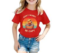 SUPTTING Camiseta gráfica para niña, cuello redondo, manga corta, retro, transpirable, divertida, camiseta divertida, camiseta de verano, corte regular para excursiones escolares, zoo, fiesta de