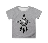 SUPTTING Camiseta infantil cómoda espiritual superior con estampado gráfico de cuello redondo Top indio boho atrapasueños diseño de atrapasueños corta camiseta de manga corta para ocio