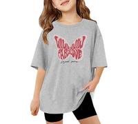 SUPTTING Camiseta infantil con forma de mariposa, diseño de paraíso con texto «Good Vibes», camiseta de manga corta para niñas, camiseta de playa, camiseta de playa, camiseta de juego bonita