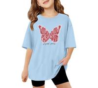 SUPTTING Camiseta infantil con forma de mariposa, diseño de paraíso con texto «Good Vibes», camiseta de manga corta para niñas, camiseta de playa, camiseta de playa, camiseta de juego bonita