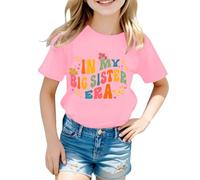 SUPTTING Camiseta para niña In My Big Sister Era con estampado de mariposas y flores, manga corta, cuello redondo, camiseta de algodón, camiseta de ocio, camiseta de verano para hermanas, camiseta de