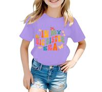 SUPTTING Camiseta para niña In My Big Sister Era con estampado de mariposas y flores, manga corta, cuello redondo, camiseta de algodón, camiseta de ocio, camiseta de verano para hermanas, camiseta de