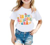 SUPTTING Camiseta para niña In My Big Sister Era con estampado de mariposas y flores, manga corta, cuello redondo, camiseta de algodón, camiseta de ocio, camiseta de verano para hermanas, camiseta de