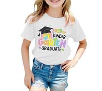 SUPTTING Camiseta para niños 2025 jardín de infantes Graduado Estampado Arco Iris Letras Sombrero de Doctor Manga Corta Top Niña Camiseta de graduación Preescolar Traje de graduación Recordatorio