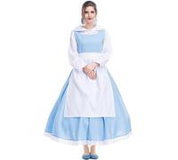 SUPTTING Disfraz de cuento de hadas para mujer, vestido de princesa con delantal y contador, disfraz de sirvienta, vestido de teatro bicolor, clásico, vintage, disfraz de carnaval para carnaval