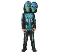 SUPTTING Disfraz de esqueleto para Halloween para niños, espeluznante futurista, con elementos de impresión 3D, mono de Cyberpunk, casco gótico de cuerpo entero, máscara, mono de terror para fiesta de