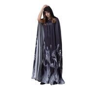 SUPTTING Disfraz de fantasma para Halloween, otoño, mujer, espeluznante, elegante, con capucha, guantes largos, capa oscura, mística, silueta de bosque, tejido fluido, disfraz de Halloween para fiesta