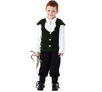 SUPTTING Disfraz de pirata para niño y niño, juego de disfraz completo de aventura, chaleco, cinturón de pirata, traje histórico, juguetón, pantalón a rayas, chaleco de aspecto de piel, disfraz de