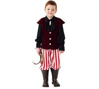 SUPTTING Disfraz de pirata para niño y niño, juego de disfraz completo de aventura, chaleco, cinturón de pirata, traje histórico, juguetón, pantalón a rayas, chaleco de aspecto de piel, disfraz de