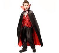 SUPTTING Disfraz de vampiro para Halloween, elegante, espeluznante, con capa con chaleco, disfraz de Drácula, gótico, clásico, cuello alto, juego de Jabot para fiesta de disfraces