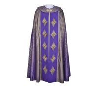 SUPTTING Histórico Renacimiento Cabo de los Hombres Teatral Capa Medieval Cuello Alto Cierre Frente Traje Apliques Dorados Corte Largo Parte de Disfraz para LARP, Estilo-f02 púrpura, 4XL