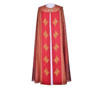 SUPTTING Histórico Renacimiento Cabo de los Hombres Teatral Capa Medieval Cuello Alto Cierre Frente Traje Apliques Dorados Corte Largo Parte de Disfraz para LARP, Style-F03 Rojo, S