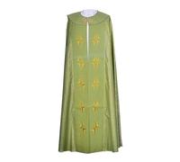 SUPTTING Histórico Renacimiento Cabo de los Hombres Teatral Capa Medieval Cuello Alto Cierre Frente Traje Apliques Dorados Corte Largo Parte de Disfraz para LARP, Style-F01 Verde, L