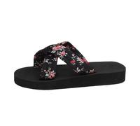 SUPTTING Pantolette para mujer, con plataforma, suela abierta, punta abierta, boho chic, elegante, cómoda, de verano, diseño floral, con lazo, pantuflas para verano y paseos por la ciudad, Estilo L02