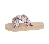 SUPTTING Pantolette para mujer, con plataforma, suela abierta, punta abierta, boho chic, elegante, cómoda, de verano, diseño floral, con lazo, pantuflas para verano y paseos por la ciudad, Estilo L01