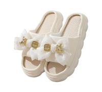 SUPTTING Pantolette - Zapatillas de verano para mujer, elegantes, cómodas, con plataforma y suela abierta, informales, elegantes, con lazo de perlas, para paseos por la ciudad, fiesta de verano