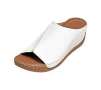 SUPTTING Sandalias para mujer, elegantes, cómodas, versátiles, tacón de bloque, punta abierta, sandalias elegantes y modernas para paseos por la ciudad, visitar un restaurante, Estilo Q03 Blanco, 39.5