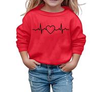 SUPTTING Sudadera infantil bonita y cariñosa, con gráfico de latidos del corazón, corte corto, informal, minimalista, diseño de corazón, camiseta de manga larga, cuello redondo para el tiempo libre
