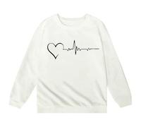 SUPTTING Sudadera infantil cómoda, minimalista, suéter con gráfico de latidos, informal, moderna, camiseta de manga larga, cuello redondo, corte regular para el día a día en otoño