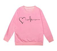 SUPTTING Sudadera infantil cómoda, minimalista, suéter con gráfico de latidos, informal, moderna, camiseta de manga larga, cuello redondo, corte regular para el día a día en otoño