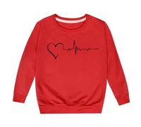 SUPTTING Sudadera infantil cómoda, minimalista, suéter con gráfico de latidos, informal, moderna, camiseta de manga larga, cuello redondo, corte regular para el día a día en otoño