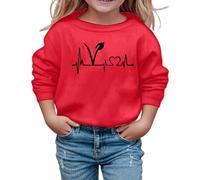 SUPTTING Sudadera infantil minimalista, cariñosa, con gráfico de latidos de corazón, cuello redondo, informal, moderno, diseño de libro, camiseta de manga larga, tela suave, camiseta para visitar la