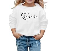 SUPTTING Sudadera para niños cómoda y significativa, suéter con línea de latidos y símbolo de la paz, camiseta de manga larga en estilo hippie, cuello redondo para el día a día escolar en otoño