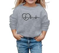 SUPTTING Sudadera para niños cómoda y significativa, suéter con línea de latidos y símbolo de la paz, camiseta de manga larga en estilo hippie, cuello redondo para el día a día escolar en otoño