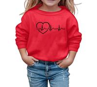 SUPTTING Sudadera para niños cómoda y significativa, suéter con línea de latidos y símbolo de la paz, camiseta de manga larga en estilo hippie, cuello redondo para el día a día escolar en otoño