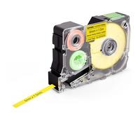 SUPVAN KATASYMBOL G15M Etiquetas Transferencia Térmica Autoadhesivas Continuas Resistentes al Calor/Luz, 6 mm x 7.5 m (Negro sobre Amarillo)