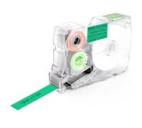 SUPVAN KATASYMBOL G15M Etiquetas Transferencia Térmica Autoadhesivas Continuas Resistentes al Calor/Luz, 12 mm x 7.5 m (Negro sobre Verde)