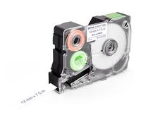SUPVAN KATASYMBOL G15M Etiquetas Transferencia Térmica Autoadhesivas Continuas Resistentes al Calor/Luz, 12 mm x 7.5 m (Azul sobre Blanco)