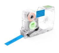 SUPVAN KATASYMBOL G15M Etiquetas Transferencia Térmica Autoadhesivas Continuas Resistentes al Calor/Luz, 12 mm x 7.5 m (Negro sobre Azul)