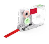SUPVAN KATASYMBOL G15M Etiquetas Transferencia Térmica Autoadhesivas Continuas Resistentes al Calor/Luz, 12 mm x 7.5 m (Negro sobre Rojo)