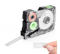 SUPVAN KATASYMBOL G15M Etiquetas Transferencia Térmica Autoadhesivas Continuas Resistentes al Calor/Luz, 12 mm x 7.5 m (Blanco sobre Transparente)