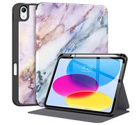 Supveco Funda para iPad 10th Generation 10.9 Inch 2022 con portalápices, soporte Apple Pencil 1st Gen+Auto Wake/Sleep, funda Premium con soporte de TPU suave para iPad 10th Gen-Marble Morado