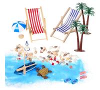 SUPVOX 1 Juego de Miniaccesorios de Decoración de Playa, Decoraciones para Casas de Muñecas, Figuras de Casa de Juegos, Adornos de Micropaisaje, Juego de 18 Piezas, Multicolor, Plástico
