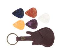 SUPVOX 1 Juego Juego de tiros de placa púas de guitarra con bolsa titular de selección Soporte de caja de selección de guitarra llavero de púa de guitarra púas de bajo cobre Café