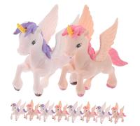 SUPVOX 10 Piezas Figuras Mini Unicornio con Alas Rosa y Adornos Artesanales para Decoración de Tartas Bonsáis y Manualidades Resistente y Estable para Fiestas y Hogar