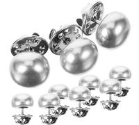 SUPVOX 10piezas Botón de Perla de Metal Alfileres sin Coser para Camisa Abotonada Decoración de Ropa para Vestido Cárdigan Solapa Mujer