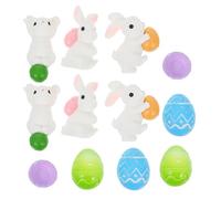 SUPVOX 12 Figuras Miniatura Conejo de Pascua y Huevos Decorativos de Resina, 12 Piezas Surtidas para Fiesta de Pascua, Decoración Jardín de Hadas, Adornos para Tartas y Obsequio